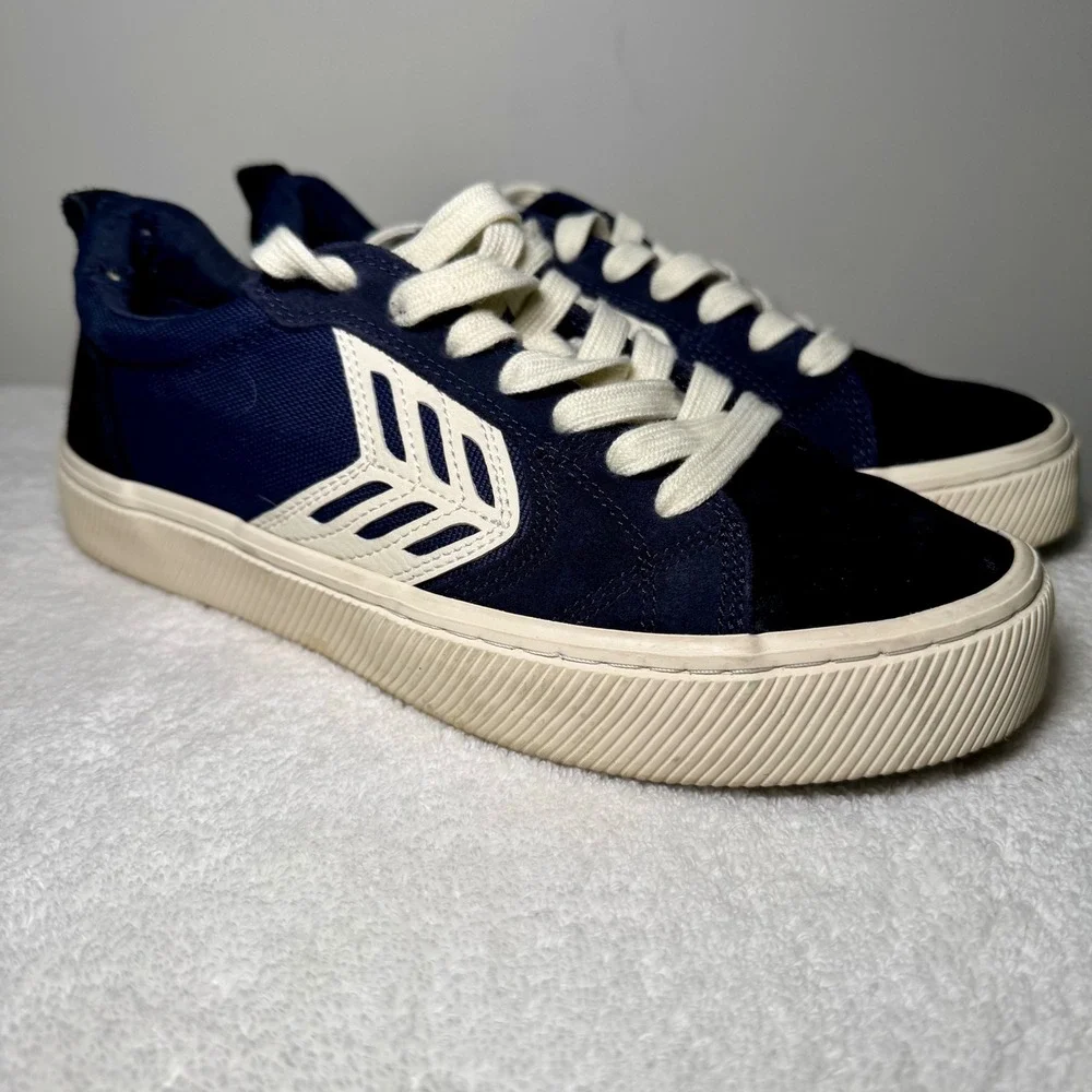 Cariuma x Master-Piece OCA Low Navy Blue Suede Canvas Sneakers Women 8 Men 6.5